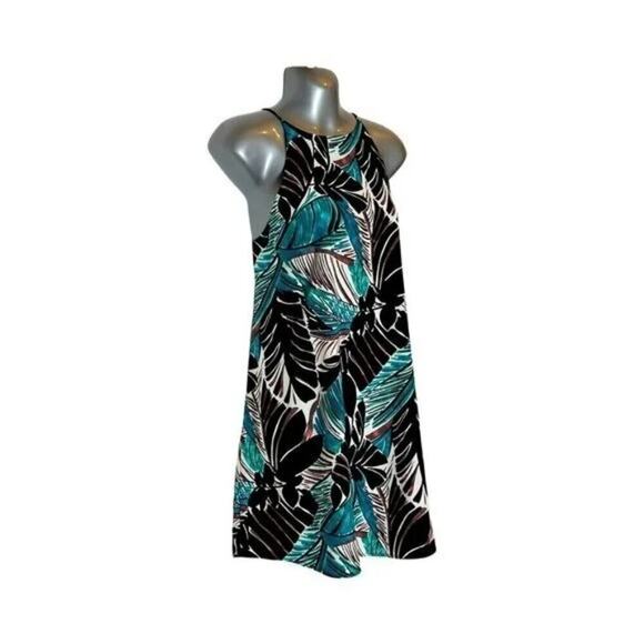 Meghan LA Bold Tropical Print Sleeveless Mini Dress Large Summer Beach Vacation - Picture 4 of 9